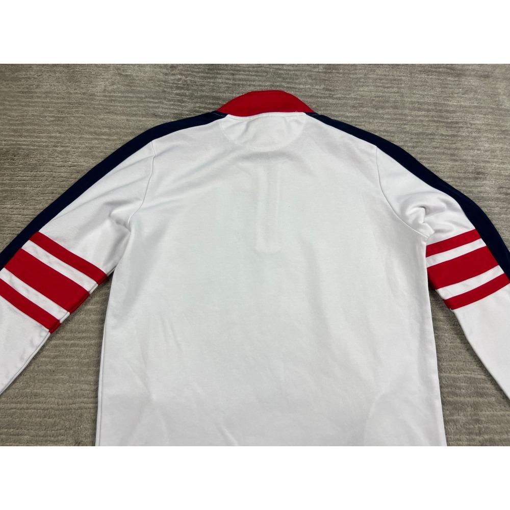Fila Quarter Zip Pullover Mens Medium White Navy Colorblock Striped Sweatshirt - Picture 15 of 16